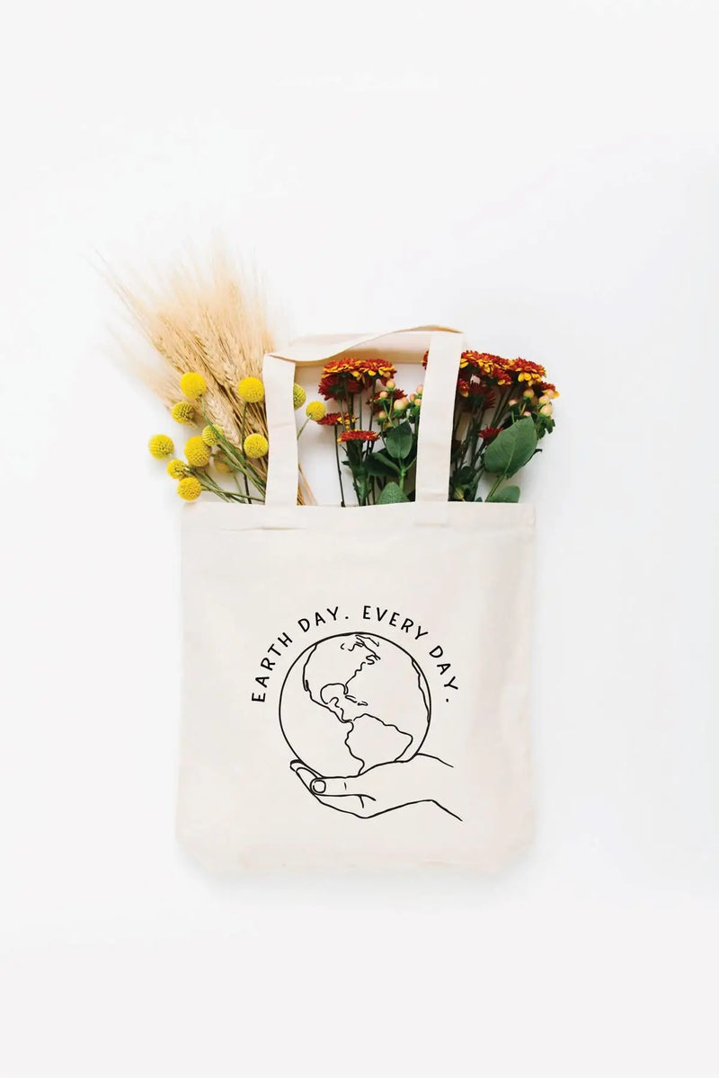 earth day is everyday tote bag | small cream tote bag