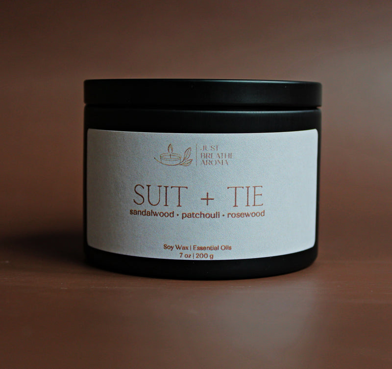 suit and tie aromatherapy candle | zaddy collection | sandalwood | patchouli | rosewood