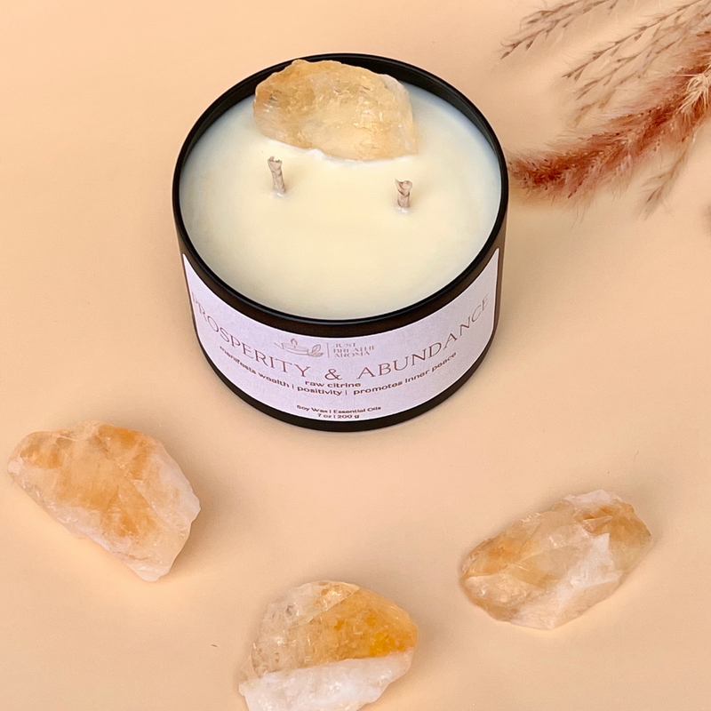 prosperity & abundance healing candle | aromatherapy candle | double wick | tin