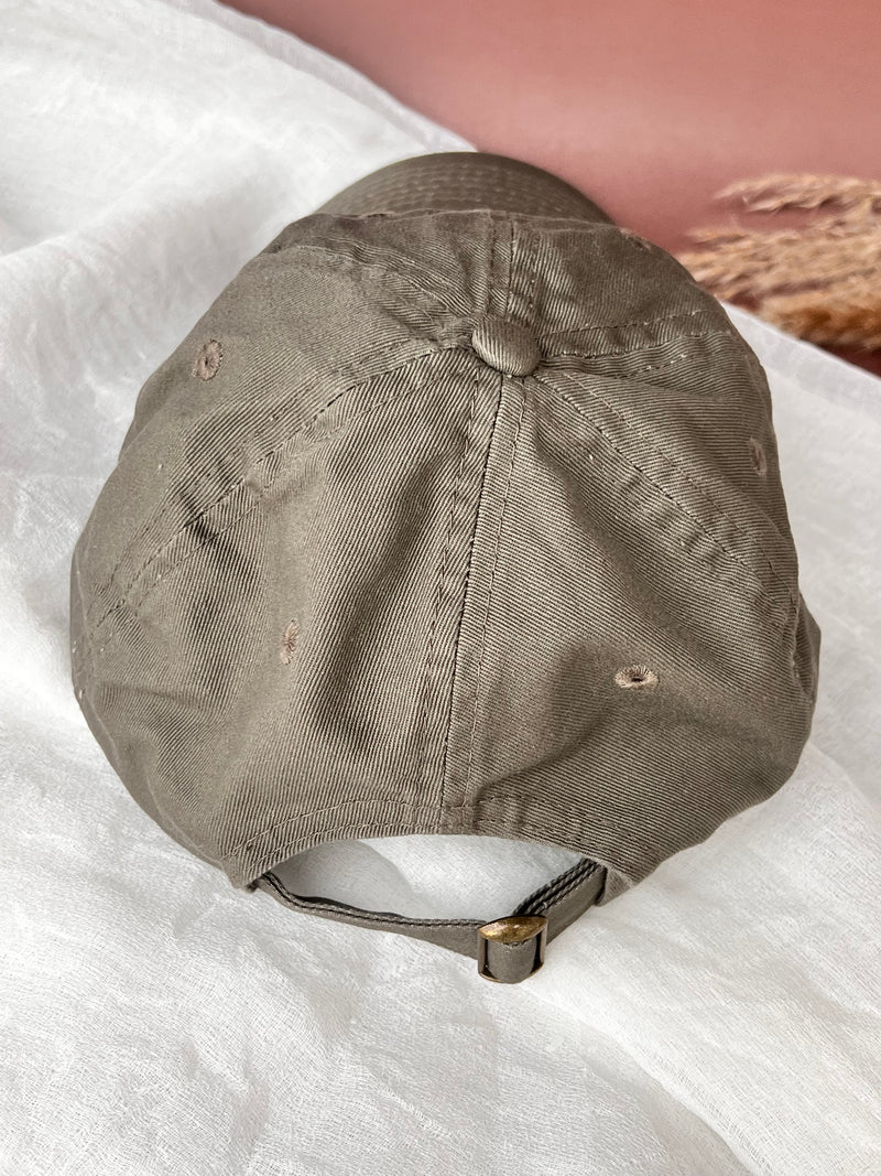 olive embroidered just breathe aroma hat